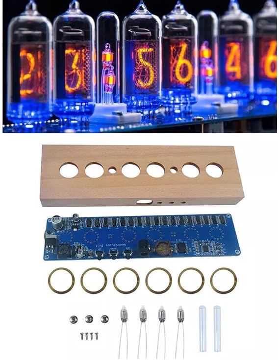 IN14 Nixie Tube Clock DIY Kit, 6 Digit RGB Backlight Electronic Assembly Project with Acrylic Case, 12 24H Sleep Mode