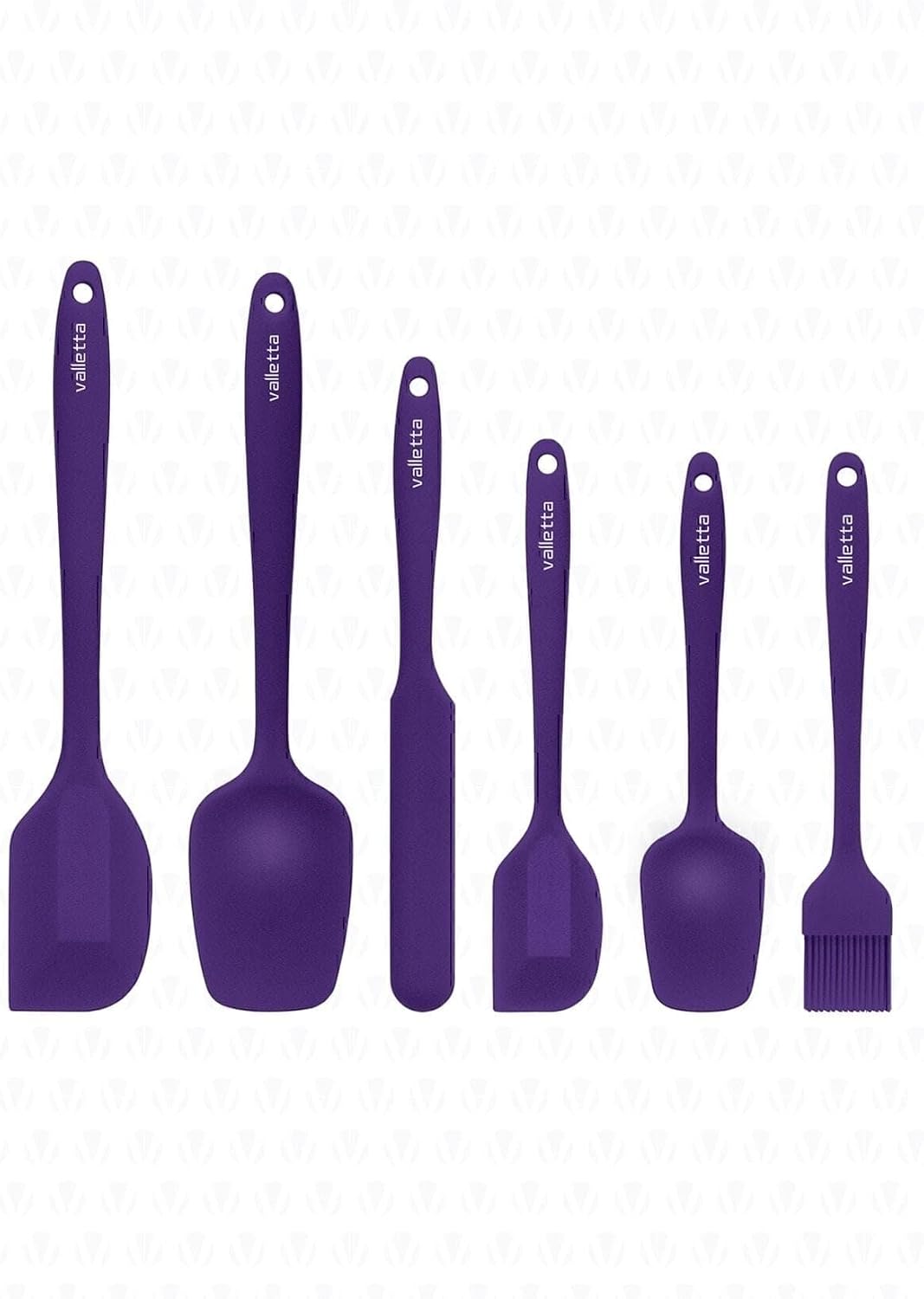valletta Drongo Heat Resistant Fireproof Nonstick Silicone Spatula Set 6 Pieces Purple