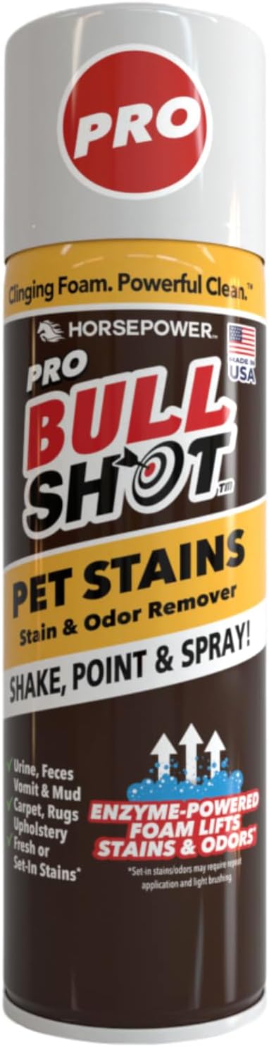 Bull Shot Pro Pet Stains, Foaming Enzyme Powered Pet Stain & Odor Remover