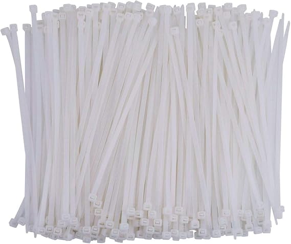 1000 Pcs Nylon Cable Zip Ties Self-locking 6 Inch, 0.12" x 6" Standard Medium Length Industrial Grade Cable ties (White)