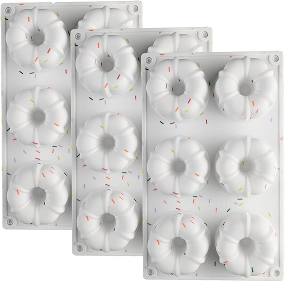 Silicone Jello Molds, 3PCS Silicone Jello Molds 6-Cavity Nonstick for Baking Donuts Cake Brownies Mousse