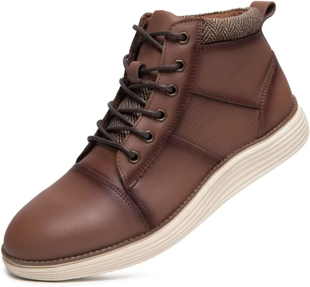 Arkbird Casual Sneakers, Breathable Lace-Up Leather Walking Shoes Comfortable Fashion Sneakers for Men Daily Work