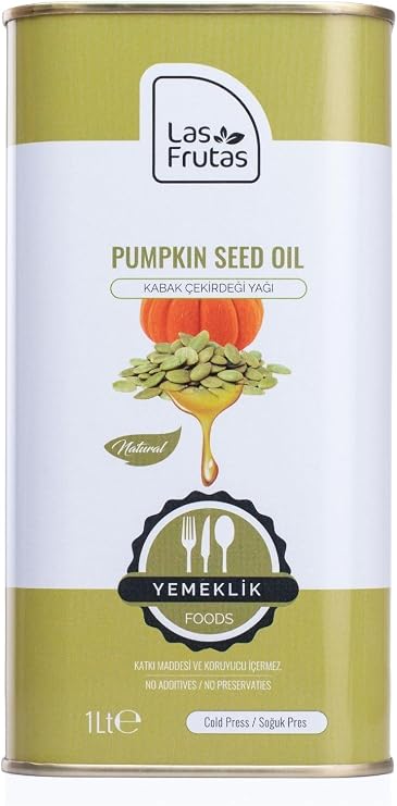 Las Frutas Edible Pumpkin Seed Oil 1 Lt – 100% Natural, Cold Pressed and Reinforced Use