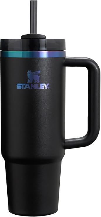 Stanley Quencher H2.0 FlowState Stainless Steel Vacuum Insulated Tumbler with Lid and Straw for Water, Iced Tea or Coffee, Smoothie and More, Black Chroma, 30oz