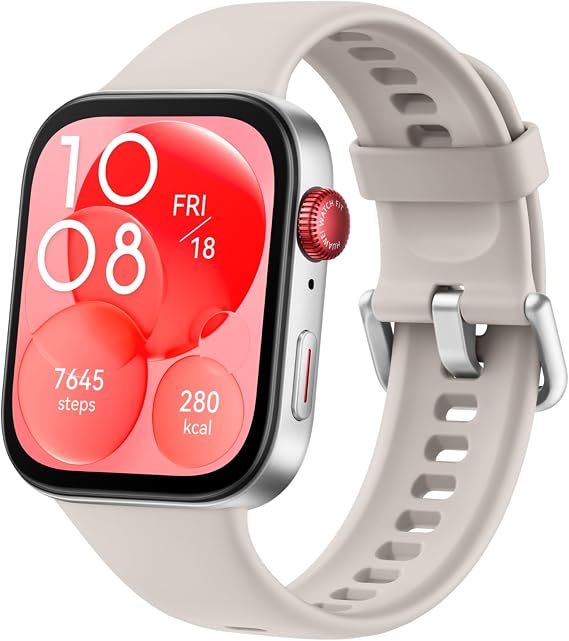 HUAWEI WATCH FIT 3 Akıllı Saat, iOS ve Android ile uyumlu, 1.82 inç AMOLED Ekran, Ultra İnce Tasarım, Kapsamlı Sağlık Takibi, Kapsamlı Sağlık Yönetimi, 10 Güne Kadar Pil Ömrü, Beyaz