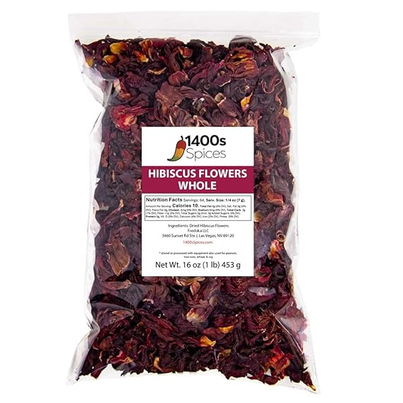 1lb Dried Whole Hibiscus Flowers and Petals, Flor de Jamaica