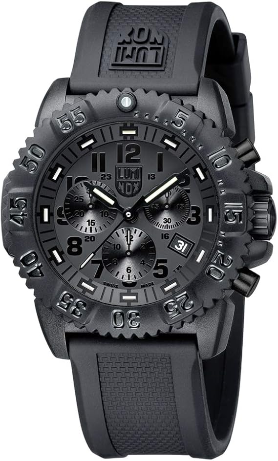 LUMINOX Chronograph Black Navy Seals Mens Watch XS.3081.BO.F 200 Meter Waterproof, Sapphire Crystal, Rubber Strap