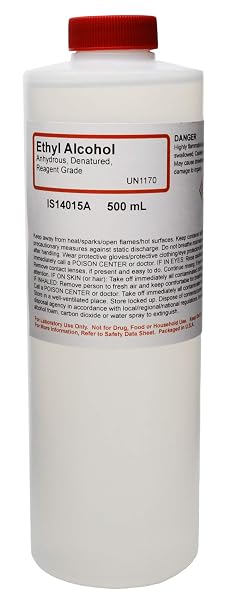 ALDON - Innovating Science ACS Reagent-Grade Denatured Ethyl Alcohol, Anhydrous - Denatured with Isopropyl Alcohol - 500mL - The Curated Chemical Collection - Not for Use on Body or Skin