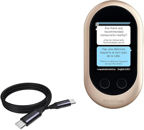 BoxWave Cable Compatible with Pocketalk Classic - DirectSync PD Cable (3ft) - USB-C to USB-C (100W), Type C Braided Charge and Fast Sync - Jet Black