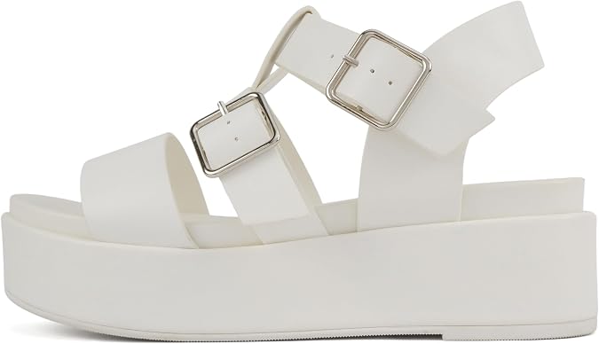 Soda STELLAR ~ Women Flatform Multi Strap Double Buckle Open Toe Ankle Strap Platform Wedge Sandals