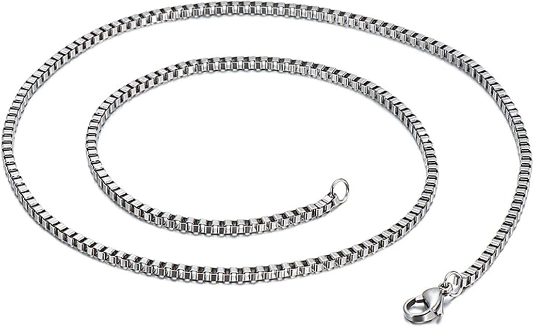 Mens Box Link Chain Necklace, Stainless Steel Men Fashion Necklace Chain 45CM-71CM