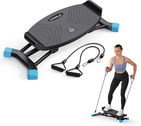 MERACH Balancing Machine for Full Body Workout, Sliding Ski Simulator with Resistance Bands, 300 LBS Loading Capacity Exercise Workout Equipment for Women(Black)
