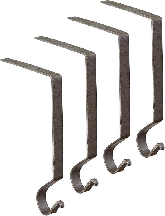 Park Designs Plain Stocking Hangers, Set of 4, Galvanized, 2 lb Capacity