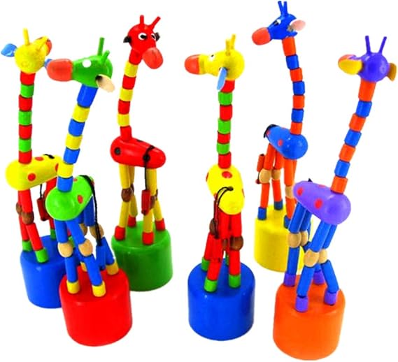 Kids Intelligence Toys, for Little Boys and Girls, Dancing Stand Colorful Rocking Giraffe Wooden Toy