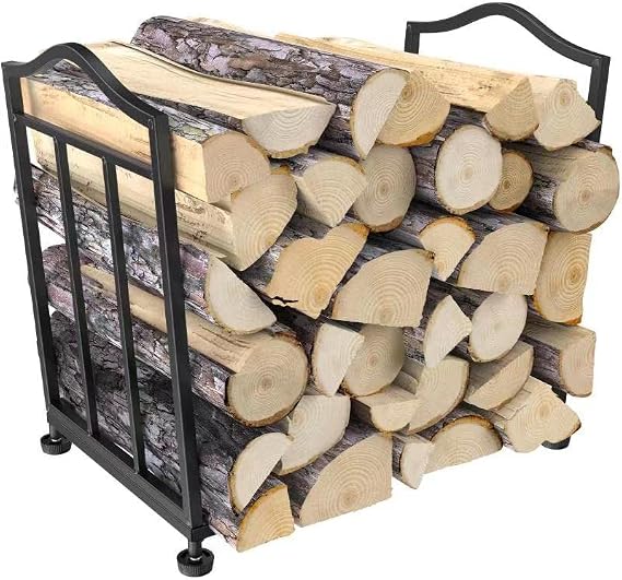 STLOVe® Firewood Racks, Metal Fireplace Rack, Indoor Outdoor Folding Fireplace Log Rack, Open Log Holder for Wood Storage, Keeps Firewood Neat,Drying, Fit On Garden,Beside Fire Pits(Not Include Wood)