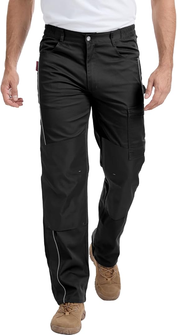 WORK IDEA Men's Stretch Work Trousers with Multiple Pockets and Tool Pockets