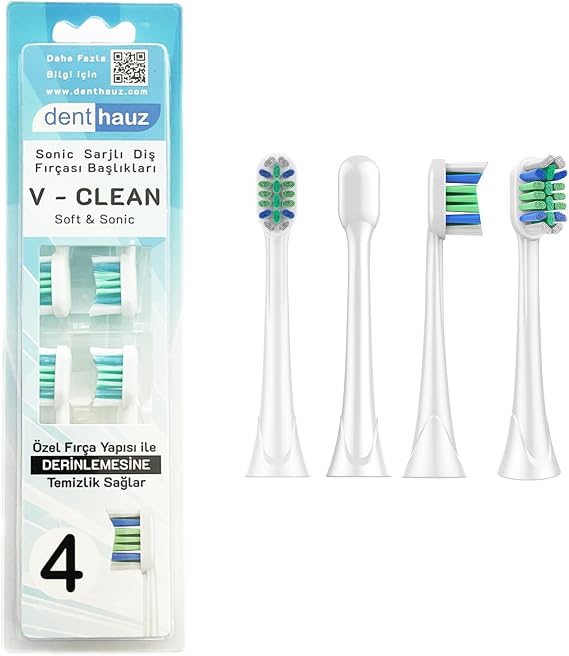 V Clean Sonic Soft Temizlik - Philips Sonicare Uyumlu 4 Adet Yedek Başlık