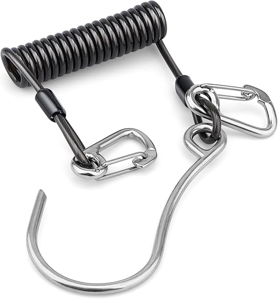 Scuba Diving Reef Hook with Retractable Lanyard and Clips