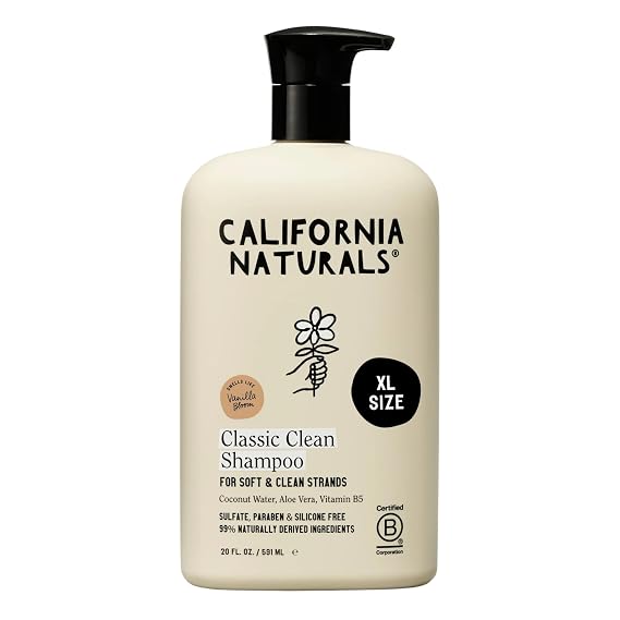California Naturals Vanilla Bloom Shampoo, Sulfate Free, Scalp and Hair Care for Women and Men, Coconut Cleansing Complex, Natural, Vegan, Cruelty, Silicone, and Paraben Free, All Hair Types, 20 fl oz