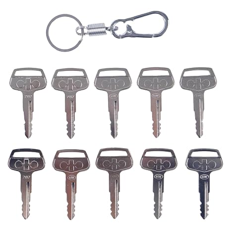 10X Ignition Keys 787 TR261434 with Keychain Compatible with Komatsu Excavator Dozer Loader Kalmar Dressta Sakai Models Universal for Komatsu Heavy Duty Equipments