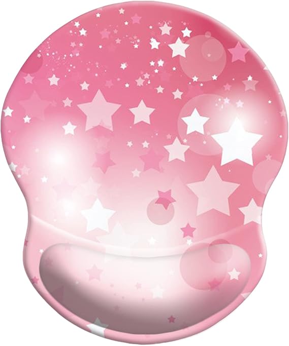 Ergonomic Design Mouse Pad with Wrist Rest Support, Cute Wrist Mouse Pad with Non-Slip PU Base, Pain Relief Mousepad for Gaming & Working (Wrist Glitter Pink)