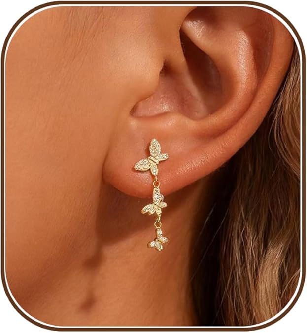 Gold Earrings for Women, 14K Gold Plated Tassel Dangle Earrings for Women Trendy Hypoallergenic Long Chain Earring Dainty Pearl Drop Earrings Elegant Wedding Earring Fashion Jewelry for Womens