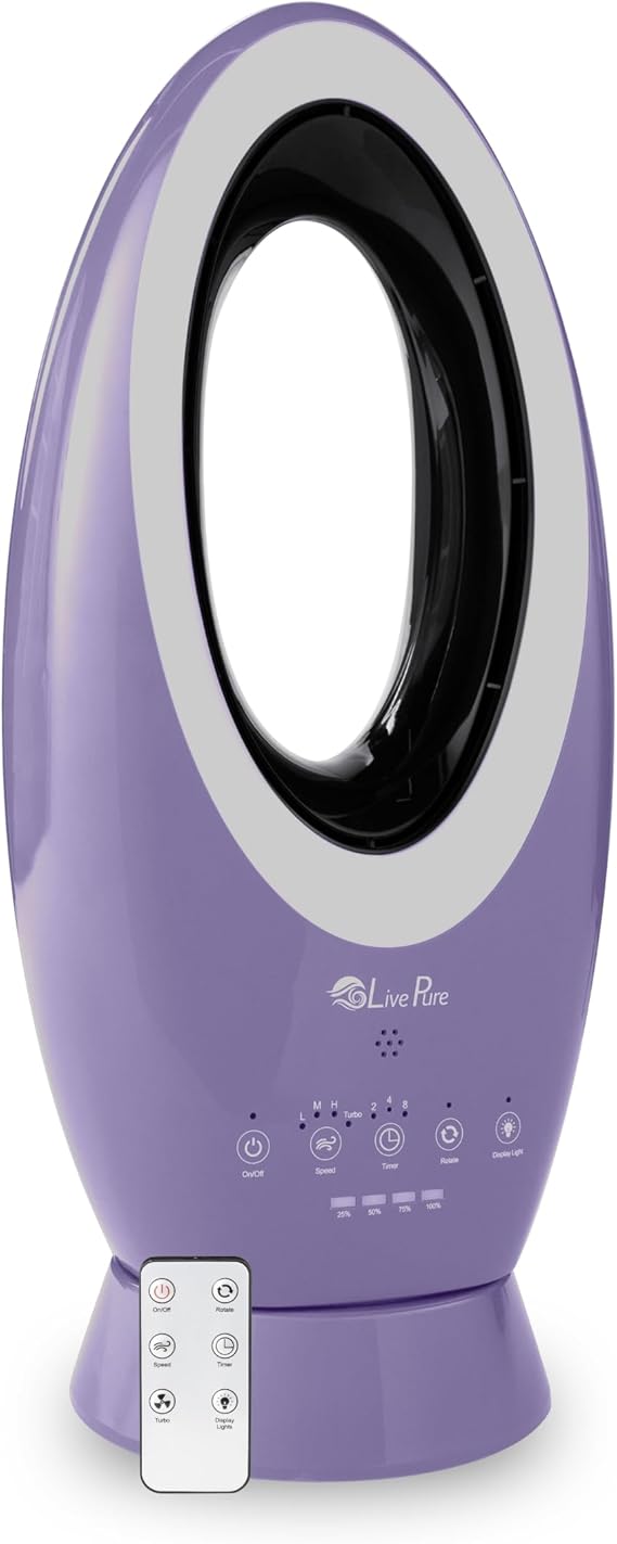 LivePure Bladeless Indoor/Outdoor Rechargeable Fan, Lavender