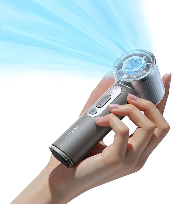 TORRAS COOLiFY iva Handheld Fan with Ice Cooler, [Chill by 50F], 0-100 Adjustable Speed, Super Mini Powerful Portable Fan 4900mAh Rechargeable, Hand Fans for Travel Essentials,Gift for Father,Grey