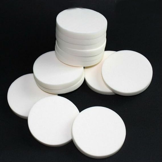AKOAK 20pcs Round Make Up Facial Face Soft Sponge Cosmetic Puff Women Lady Beauty Makeup Foundation Powder Puff (WHITE COLOR/20)