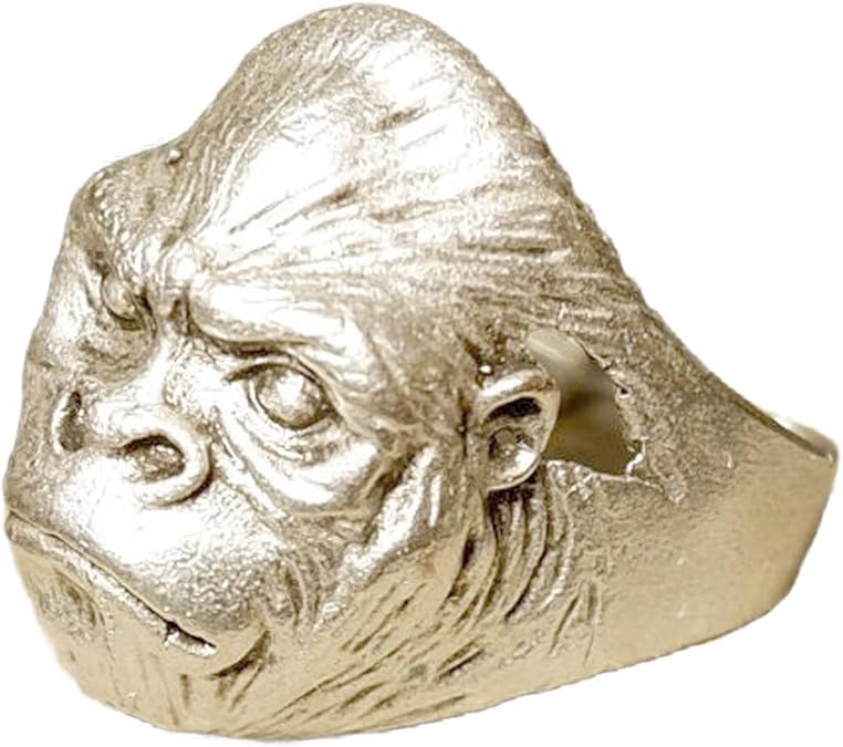 GORILLA RING - Monkey Ring Unique Statement Ring Chunky Ring Engraved Face Ring Unisex King Kong Adjustable QD134
