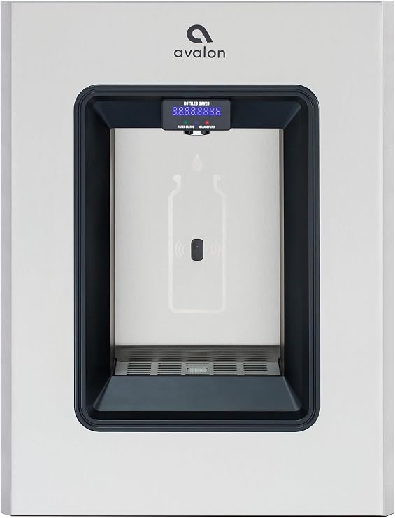 Avalon in-Wall Bottle Filling Station, Sensor Dispensing, Self Cleaning, Digital Bottle Counter Display, Dual Filtration, WiFi Enabled, Stainless Steel