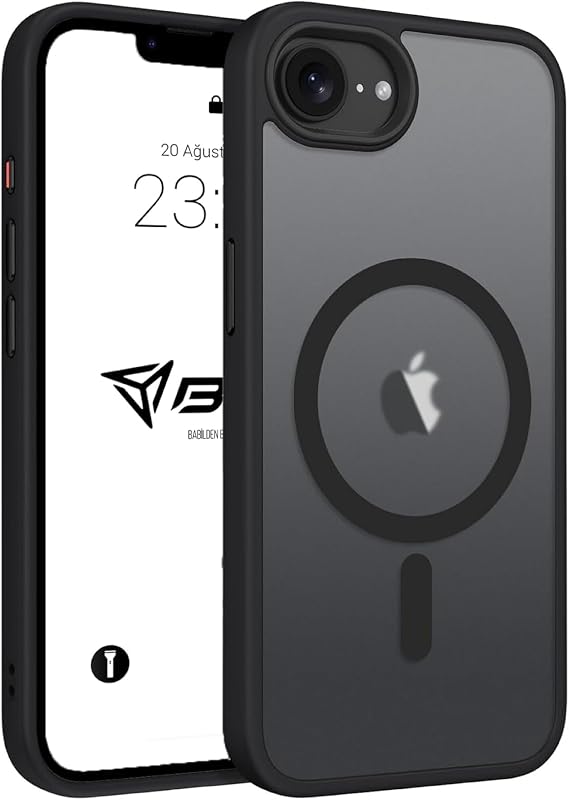 Babilden iPhone 16E/17E İçin Kılıf Kamera Korumalı Magsafe İle Uyumlu Kablosuz Şarj Özellikli Mat Şeffaf Renkli Telefon Kılıfı Siyah