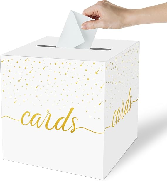 White Card Box,Wedding Card Box for Graduation Bridal or Baby Showers, Birthday, Retirement, Anniversary Decoration Raffle Ticket, Money Box