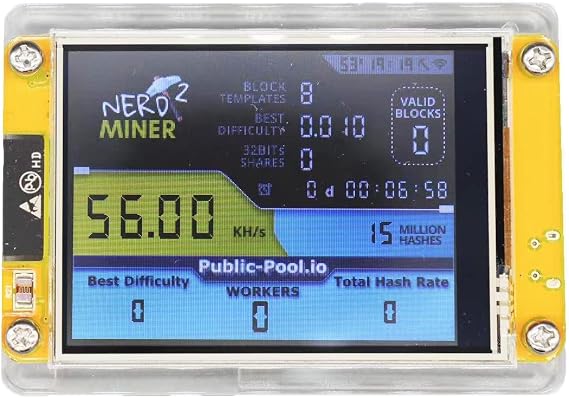Bitcoin Solo Miners Nerdminer 2.8 inch Display 55KH Hashrate BTC Lotto Machine DIY Bitcoin Miner Micro ESP32 Solo Mining Machine DIY Kits