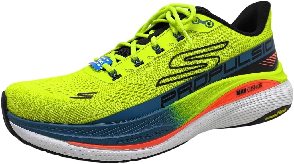Skechers Men's, Max Cushioning Propulsion Running Shoe, Lime/Black, US 11 M