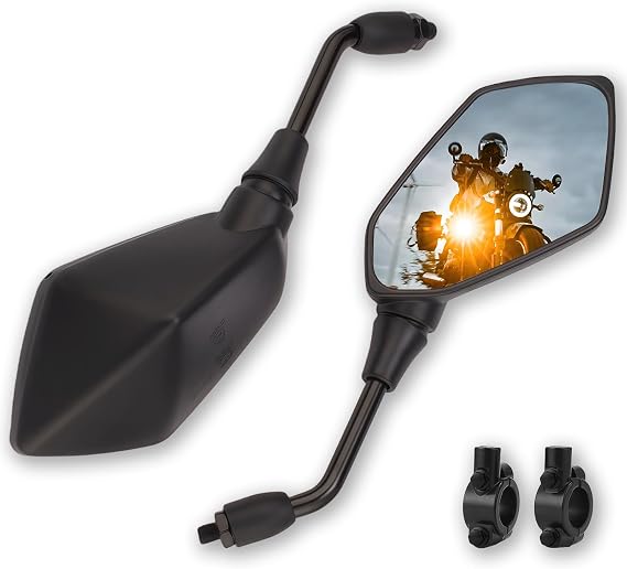 1505 Motorcycle Convex Rear View Side Mirrors with 10mm Bolt (Clockwise Thread) for ATV Scooter Cruiser Electric Bicycle Sportster Off-road Street Dirt Bike with 7/8 Handle Bar Black
