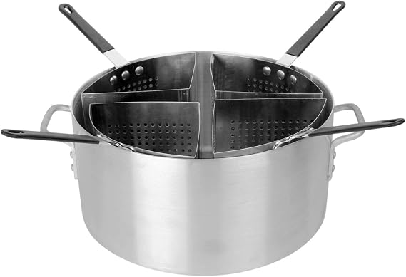 Thunder Group ALSKPC005 Pasta Cooker 5 Piece 20 Quart Boiler With 4 Sectioned Stainless Steel Perforated Baskets With Handles