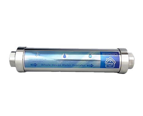 Bluonics Whole House Salt-Free Water Descaler Stainless Steel Hard Water Conditioner, Prevents Limescale & Corrosion No Salt, Eco-Friendly Alternative to Softeners