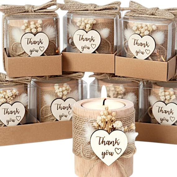 10 Pack Tealight Candle Holders Wedding Favors for Guests - Return Gifts Bridal Shower, Party Favors Adults for Guest, Thank You Gifts - Decorative for Table Centerpiece