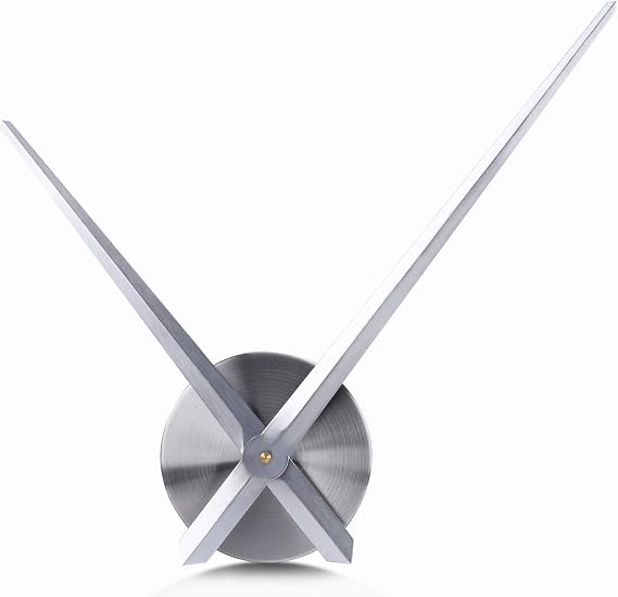 Lafocuse Silent 24 Inch DIY Wall Clock with Large Clock Hands and Motor Kit, DIY 12888 Clock Movement Mechanism Replacement with 12 Inch Long Minute Hands, Silver