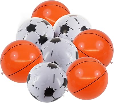 Refresh Sports Beach Balls for Kids in Bulk - 8 PVC Plastic Balls, Perfect for Soccer, Basketball, Water Polo, and More