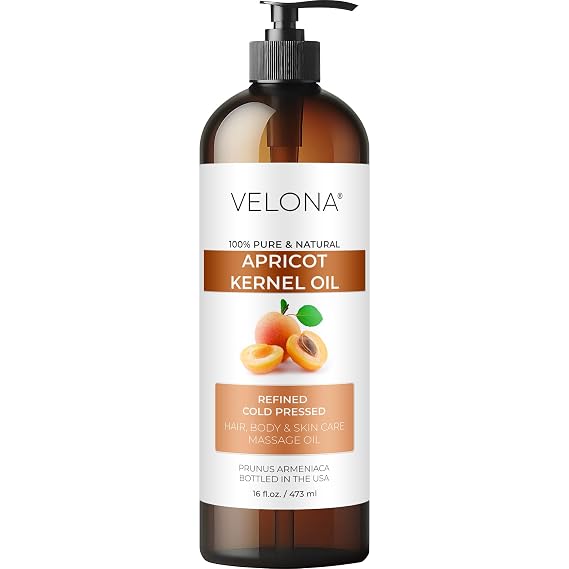 velona Apricot Kernel Oil - 16 fl oz, Cold Pressed, Refined, with Pump