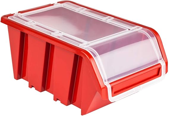 10 x Stapelbox mit Deckel Werkstatt Stapelkiste Sortierbox Box 100x155x70 Rot stapelkisten kunststoff lagerboxen stapelbar