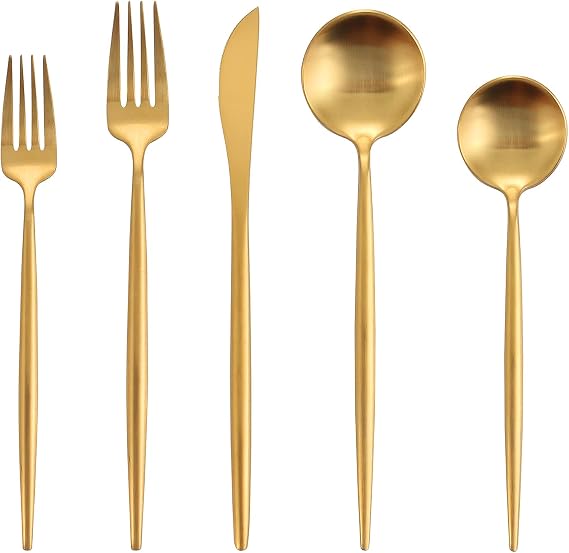 Matte Gold Silverware Set,Oliviola 40pcs Flatware Cutlery Set Service for 8