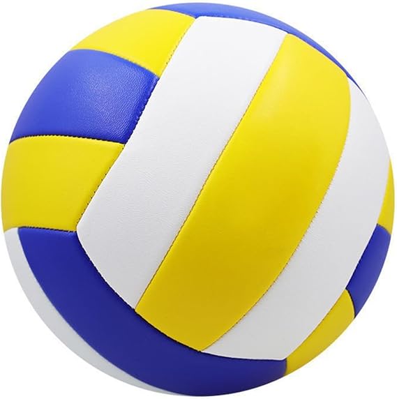Official Size 5 Volleyball, For Indoor Outdoor Beach Games, Soft Touch PVC Machine Stitched Ball, For Youth Adults Training And Competition, Blue White Yellow