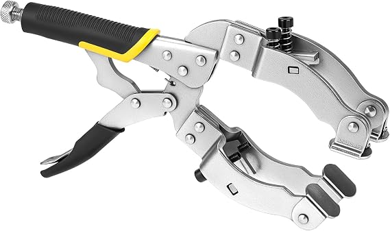 QWORK Locking C-Clamp Pipe and Tube Clamp - 11-Inch Grip with 4 Pads & Rubber Handle for Welding & Woodworking