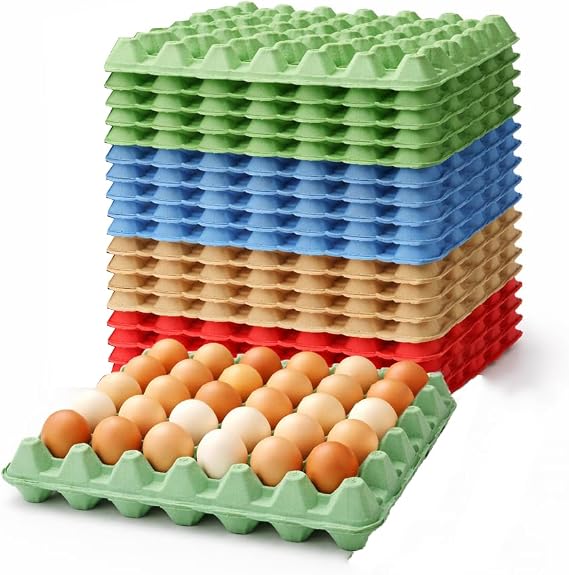 Egg Trays Holds 30 eggs - Cardboard Biodegradable boxes - Reusable Egg Tray Boxes (5, Grey)