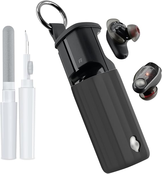 for Skullcandy Method 360 ANC Case Cover, Soft Silicone Protective Earbuds Case, Only Compatible with Skullcandy Method 360 ANC with Cleaner Kit Accessories Set(Black)