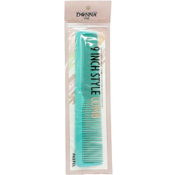 DONNA 9 Inch Styling Comb Dual Teeth Hair Comb for Men & Women, Fine and Wide Tooth Comb for Cutting, Parting & Smoothing Anti-Static Plastic (GREEN)