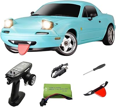 LDRC 1804 Pro RC Drift Car Model with Gyro, 118 Scale RWD Full Proportional Control RTR Mini Racing Drift Car for Adult, Alloy Body Shell - 1 Battery